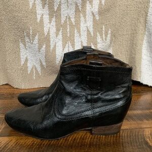 Frye Black Leather Hidden Wedge Bootie